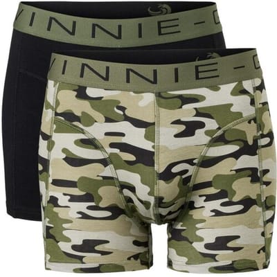 Vinnie-G Boxershorts 2-pack Black/Army Green Combo - Maat S - Heren Onderbroeken Zwart/Legerprint- Geen irritante Labels - Katoen heren ondergoed