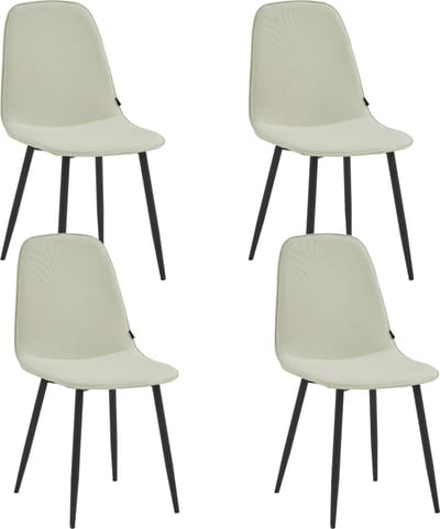 Colenis® - Milou Eetkamerstoelen - Set Van 4 - Licht Beige - Linnen Stof - Industrieel - Stoelen