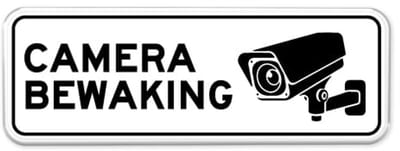 Camerabewaking bord - Weerbestendig Aluminium - 40x15 cm - Bevestiging: Zonder bevestiging (alleen het bord)