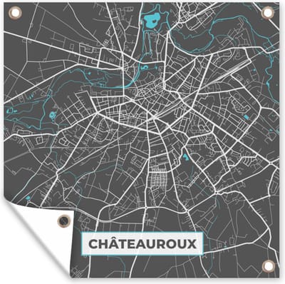 Tuin poster Frankrijk - Plattegrond - Kaart - Châteauroux - Stadskaart - 200x200 cm - Tuindoek