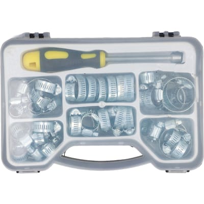 Kit de 49 colliers de serrage 13-44mm Colliers de serrage réglables avec tournevis hexagonal de 8mm pour tuyau, tube, conduite de carburant gray