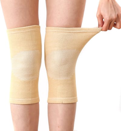 Kniebeschermers Paar - Kniebrace Ondersteuning - Sport Activiteiten - Memory Springback Ontwerp - Lengte 26cm - beige