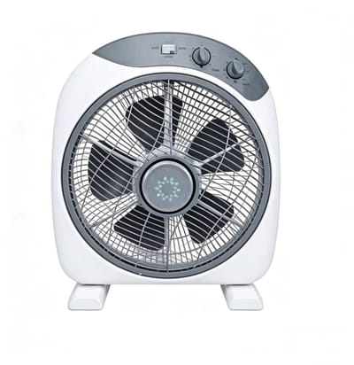 Boxventilator 38 cm - 3 Snelheden - 3 Uur Timer - 360° Luchtcirculatie - Vloerventilator - Wit/Grijs - 230V