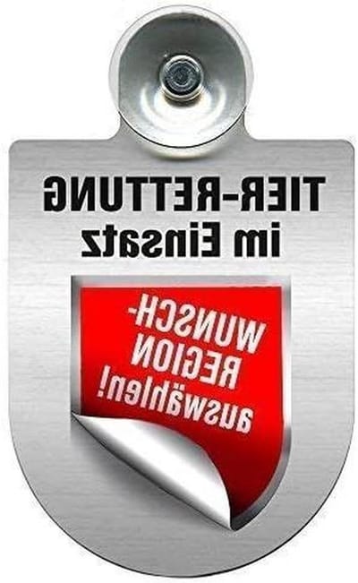 Inzetbord Dier Reddingsdienst - Verkeersbord Voertuig - Beroep Tonen - Met Zuignap Bevestiging - 10x16 cm - Regio Nordrhein-Westfalen