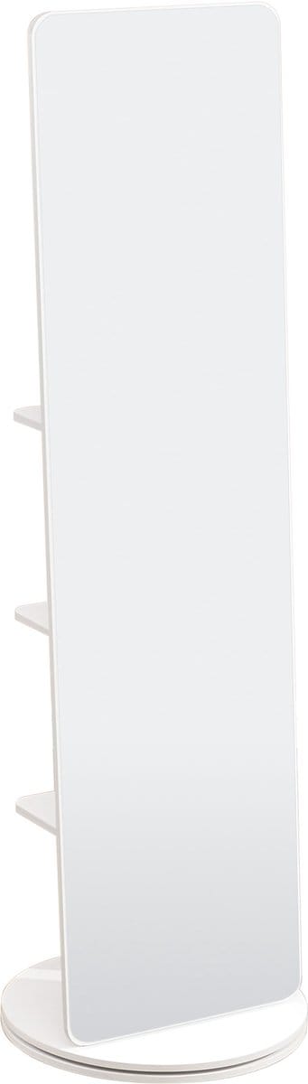 SONGMICS - Spiegel - Spiegel staand - 360° Draaibaar - Met Haken en Planken - Voor Woonkamer of Slaapkamer