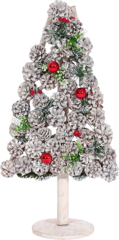 Decoratieve kerstboom MCW-M17, kerstboomversiering, dennenappels van hout 60x32x17 cm