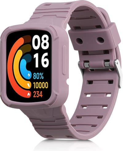 kwmobile smartwatch bandje en bumper van silicone - geschikt voor Xiaomi Mi Watch Lite / Redmi Watch - in lila wolk - Optimale bescherming