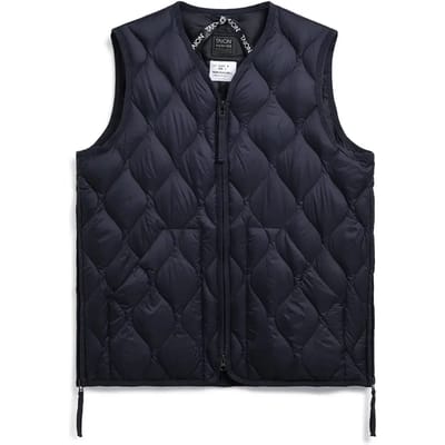 Mouwloze militaire donsjas met V-hals en rits in W Taion Soft Shell