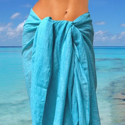 Happy Pareo Washed Capri Blue - aqua-blauwe sarong omslagdoek