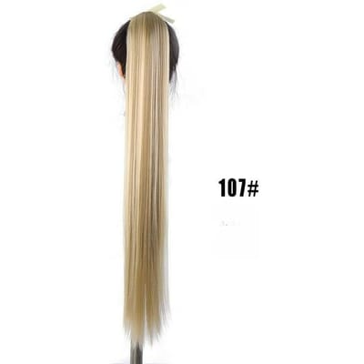 Extension capillaire synthétique queue de cheval longue et lisse pour femme, Extension capillaire avec Fiber résistante à la chaleur