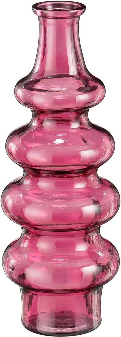 Mica Decorations Bloemenvaas Sira - transparant glas - roze - D14,5 x H40 cm - vaas - sierlijk model