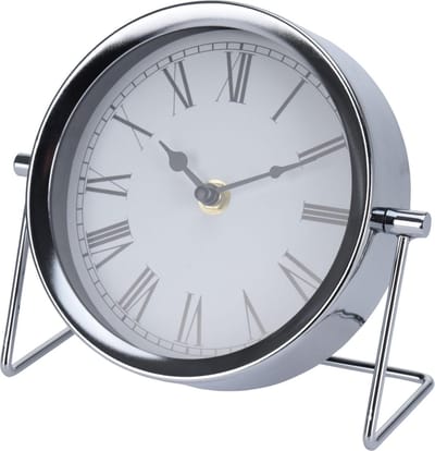 MISOU Tafelklok - Zilver - Metaal - 16 cm - Klokken - Binnen - Decoratieve - Accessoires