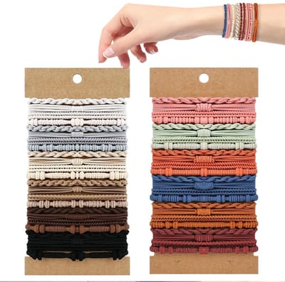 Dailygoody - Boho Scrunchies Set - Gevlochten Haaraccessoires - Trendy Vlechtaccessoire - 48 Stuks - Modieuze Armbanden - Geschikt voor Elke Outfit -