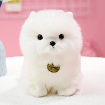 Schattige simulatie Teddy hond Pluche speelgoed Mooie harige dieren hond kussen Gevulde zachte pop Kinderen Baby Verjaardag Kerstcadeau white