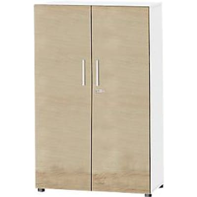 Schäfer Shop  Select Kast SET UP, 4 ordnerhoogten, afsluitbaar, B 800 x D 420 x H 1470 mm, wit/eiken
