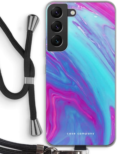 Case Company® - Hoesje met koord geschikt voor Samsung Galaxy S22 hoesje met Koord - Zweverige regenboog - Telefoonhoesje met Zwart Koord - Bescherming aan alle Kanten en Over de Schermrand