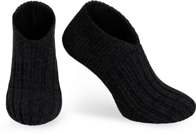Knit Factory Miles Slofsokken - Sokken voor Dames en Heren - Gebreide sloffen - Huissokken - Zwart - Maat 36-40