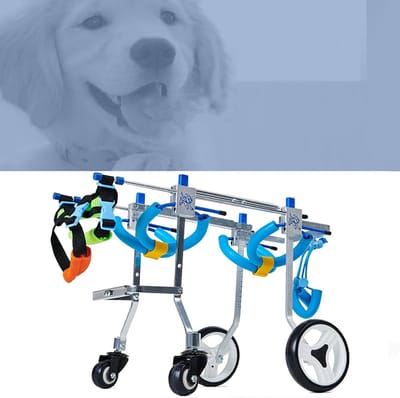 Huisdier Rolstoel - Hondenkar Mobiliteitshulp - Ondersteuning Lopen - Lichtgewicht Aluminium Frame - 4-Wiel Verstelbaar