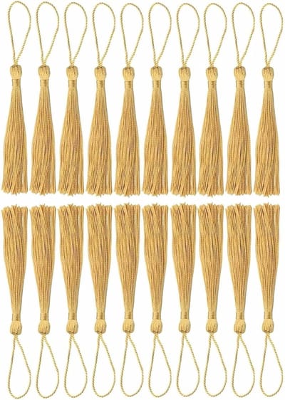 40 Stuks Zijdeachtige Handgemaakte Kwastjes voor Boekenleggers, Kwastjes voor Knutselen, Flosdraad en Lussen, Gouden Boekenlegger Kwastjes en Decoratieve Kwastjes
