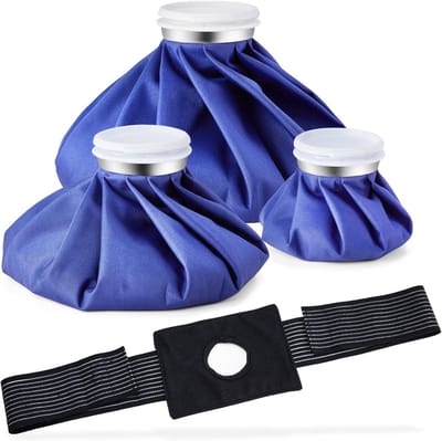 Cuhostki 3 Stuk Hot & Cold Bags - Blauwe IJszak Herbruikbaar Set - Koud Kompres met Verband - 6 9 11 Inch Drie Maten - Voor Spierpijn en Blessures