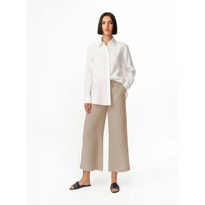 Damesbroek met wijde pijpen Haris Cotton Essentials Drawstring Waist