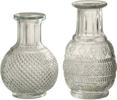 J-Line vaas Soliflore - glas - transparant - set van 2