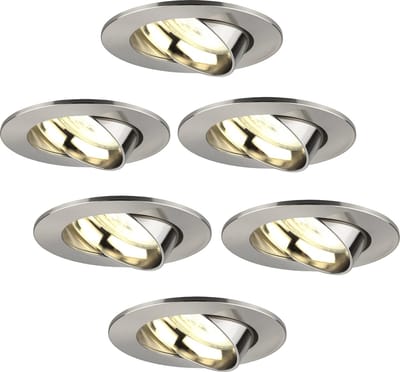 Ledvion - 6X LED Inbouwspot Rio - RVS - Dimbaar - 3W - 2700K - Ø85 mm