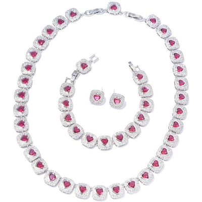 Europese en Amerikaanse Nieuwe Ketting Temperament Smaragd Ketting Oorbellen Armband Set Jurk Zirkoon Accessoires Necklace