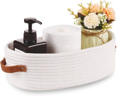 Daity 1 stuk - Opbergmand - Opbergmand voor Organisatie - Geweven Decoratieve Mand voor Aanrecht - Voor Toilet Tank Top Plank Mand met Handvat
