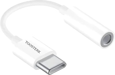 USB Type-C naar 3,5 mm AUX kabel – zwart | Voor helder geluid op USB-C apparaten zonder koptelefoonaansluiting Wit