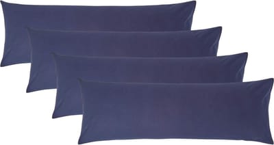 Homescapes Kussensloop 50x140 cm voor Lichaamskussen Set van 4 – Marineblauw – 100% Egyptisch Perkal Katoen – 200 TC