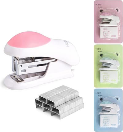 Mini Desktop Nietmachine 2-24 Vel, 40 Nietjes Magazijn, Ingebouwde Nietverwijderaar - 3 Kleuren