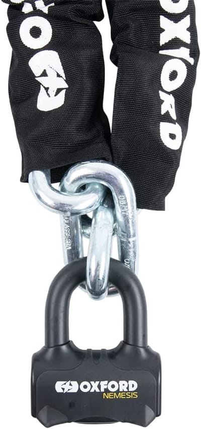 Motor Kettingslot - Beveiligingsketting - Motorfiets Beveiligen - Verstevigd Staal 16mm - 2 Meter - Zwart