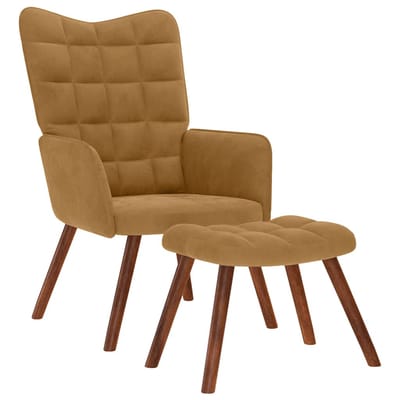 vidaXL - Relaxstoel - met - voetenbank - fluweel - bruin