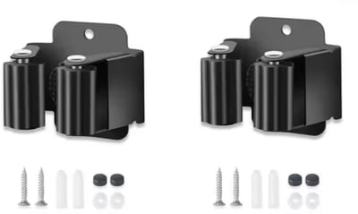 FSW-Products Gereedschap Houder Set van 2 – Wandhouder met Klem – Voor Bezem, Steel en Tuingereedschap – Inclusief Schroeven en Pluggen