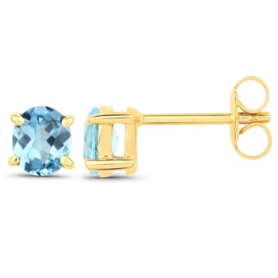 Vira Jewels Ohrstecker 925-Sterling Silber vergoldet Glänzend Topas Swiss blue