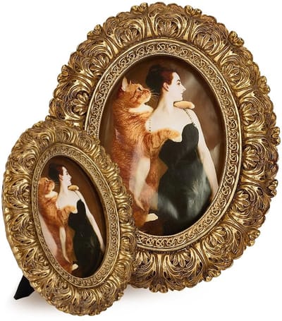 Dailygoods- Fotolijst Ovaal Vintage - Fotolijst 20x26cm - Retro Fotolijst - Wandfotolijst - Hars Fotolijst - Compact Formaat - Foto Lijst