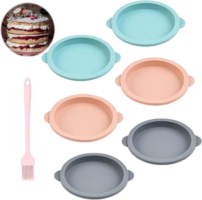 Set van 6 herbruikbare siliconen bakvormen met kwast - Ideaal voor gebak, brood en patisserie, 12 x 13,5 cm