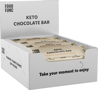 Foodfunc | Keto Chocolate Bar | Salted Caramel Peanut | 12 Stuks | 12 x 40g | No Junk Just Func