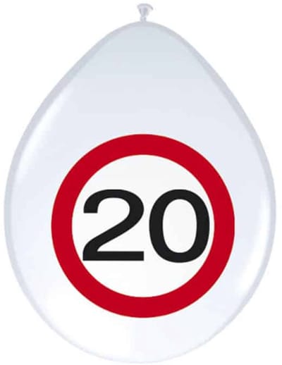 Folat - Ballonnen verkeersbord 20 (8 stuks)