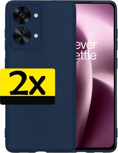 Hoesje - 2 Stuks - Geschikt voor OnePlus Nord 2T - Sterk & Shockproof - Case Siliconen - Back Cover - Telefoon Hoes - Telefoonhoesjes - Donkerblauw