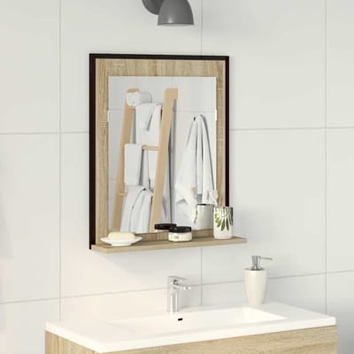 vidaXL - Badkamerspiegel - Zwart - 50 - x - 12 - x - 60 - cm - Glas - en - Geengineerd - Hout