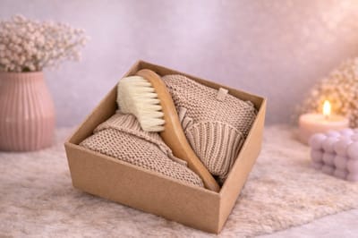 Kraamcadeauset: Sloffen en Babyborstel!  | Viva Femme | Baby | Kraamcadeau | Babyshower | Gender reveal | Beige