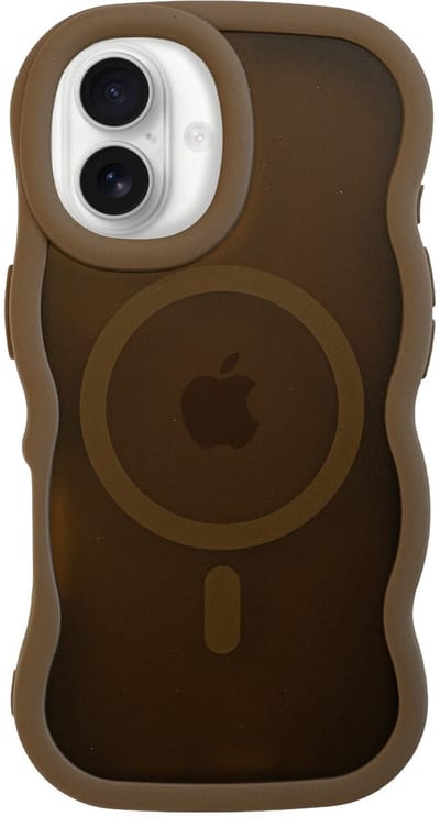 xoxo Wildhearts magnetisch hoesje geschikt voor iPhone 17 MagSafe - Matte Wavy Case (bruin) - Backcover hoesje - Optimale bescherming - Telefoonhoesje met golven - Gebogen design - Bruin