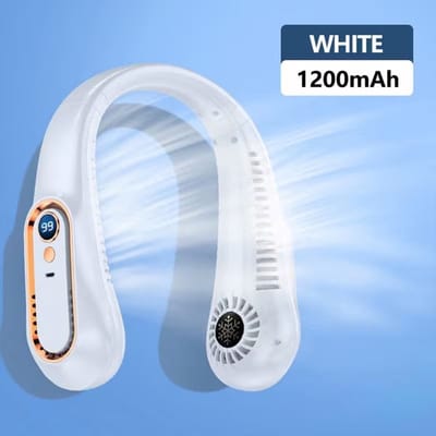 Nek Ventilator Wit - Draagbare Nekventilator met Koeling - 5 Standen - Mini Nek Fan - Gezichtsventilator & Handventilator - Ultra Lange Batterijduur -