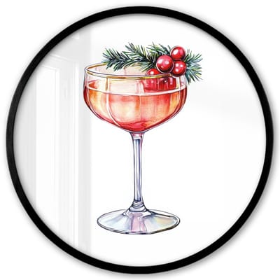 Poster in lijst Rond - Fotolijst 40x40 cm - Posters - Cocktail - Feest - Winter - Decoratie - Ronde posterlijst zwart - Decoratie - Wanddecoratie woonkamer - Muurdecoratie slaapkamer