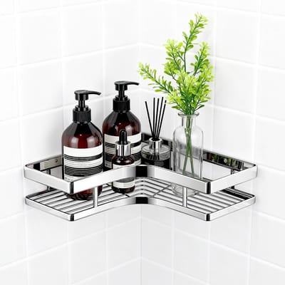 Allecto - Stainless Steel Badkamer Hoekplank - Wandmontage zonder Boren