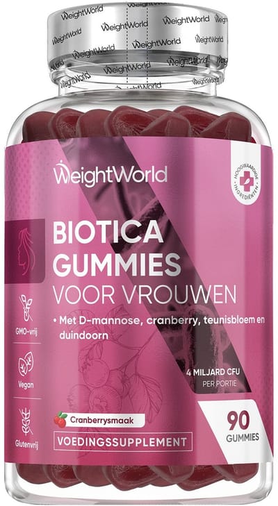 WeightWorld Biotica gummies voor Vrouwen - 4 bacteriestammen met 4 miljard CFU - Met D-mannose, cranberry, teunisbloem en duindoorn