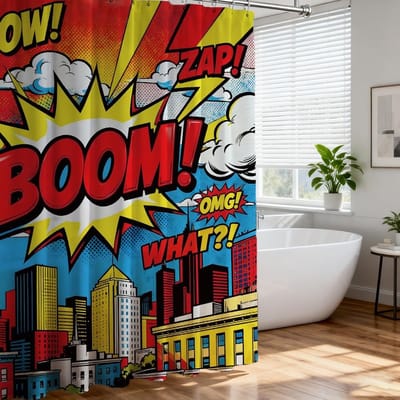 Dailygoods- Douchegordijn waterdicht - Kunst modern stadsontwerp - Set met 12 haken - 183 x 183 cm - Machinewasbaar - Duurzame stof - Badkamergordijn