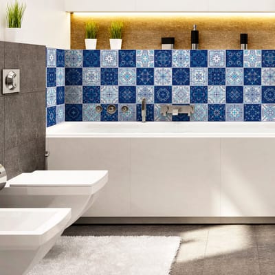 Muurstickers - Zelfklevende tegelmuurstickers voor keuken en badkamer - 24 Boheemse Maya tegelstickers - 24 stickers 10x10cm
